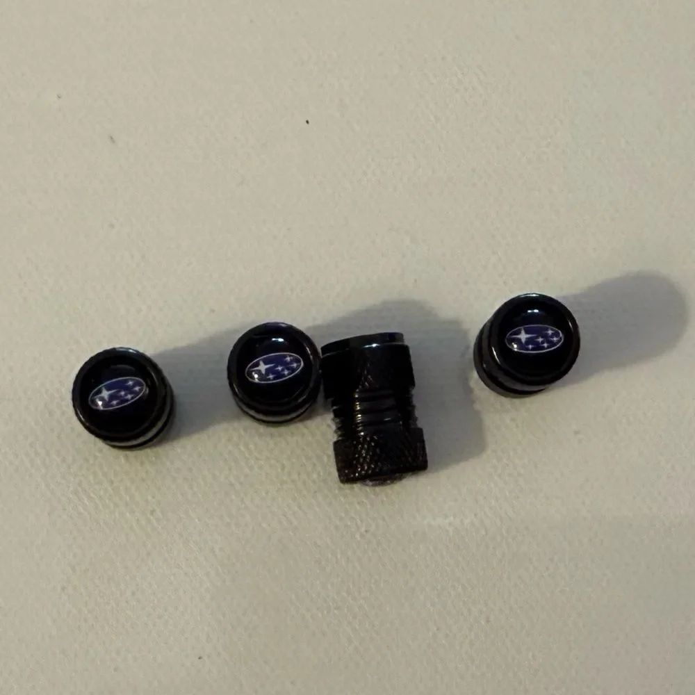 Subaru Valve Stem Caps in Black Set of 4 NWT